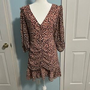 Leopard Print V-Neck Dress